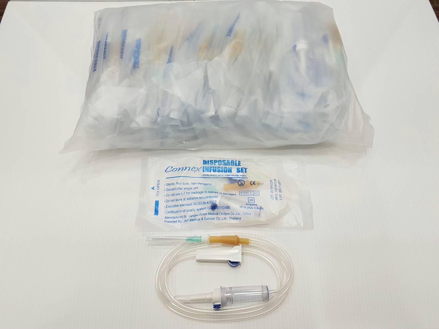 IV Set ชุดสายให้น้ำเกลือ 20 drop ยี่ห้อ Connex (แพ็ค 25 ชิ้น)