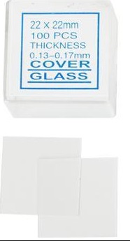 กระจกปิดสไลด์ Cover Glass 22x22 mm.
