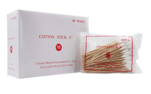 Cotton Swab สำลีพันก้าน ยาว 6 นิ้ว ไซด์ M ห่อ 100 ชิ้น