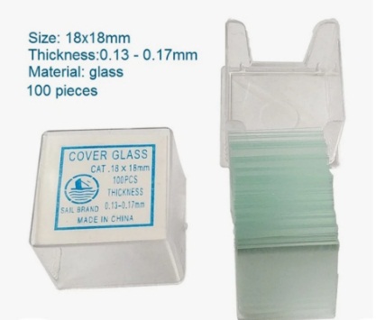 กระจกปิดสไลด์ Cover Glass 18x18mm.