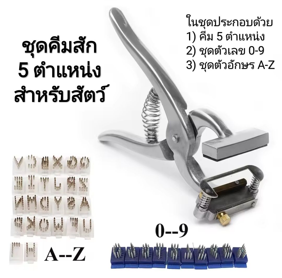 tattoo plier 5 digit ชุดสักเบอร์หู 5 ตำแหน่ง พร้อมชุดตัวเลข 0-9 และ ตัวอักษร A-Z