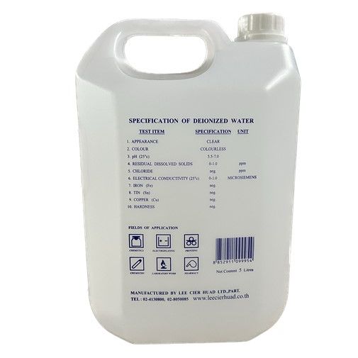 น้ำกลั่นบริสุทธิ์ (DEIONIZED WATER/ DISTILLED WATER) ขนาด 5 ลิตร