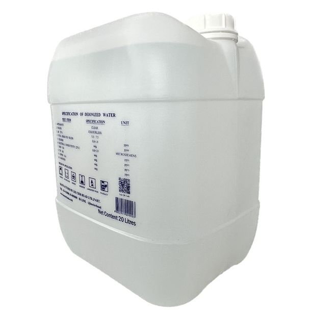 น้ำกลั่นบริสุทธิ์ (DEIONIZED WATER/ DISTILLED WATER) ขนาด 20 ลิตร